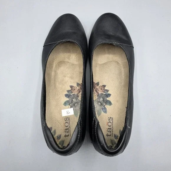 Taos Debut Shoes Womens 8 Black Leather Comfort Low Heel Slip On Cushioned - Picture 7 of 14